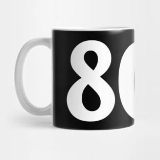 Minimal Typography 80s White Text Mug